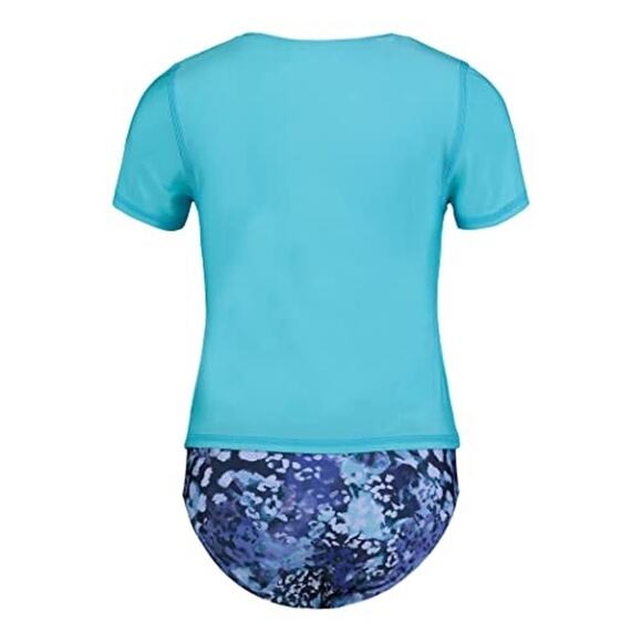 NWT Under Armour Girls Rashguard  Set, Blue Surf Tropic-Size 6 - Picture 3 of 3